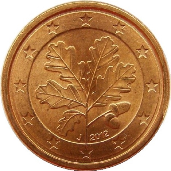 Германия 1 Евро цент (2012) "J" KM#