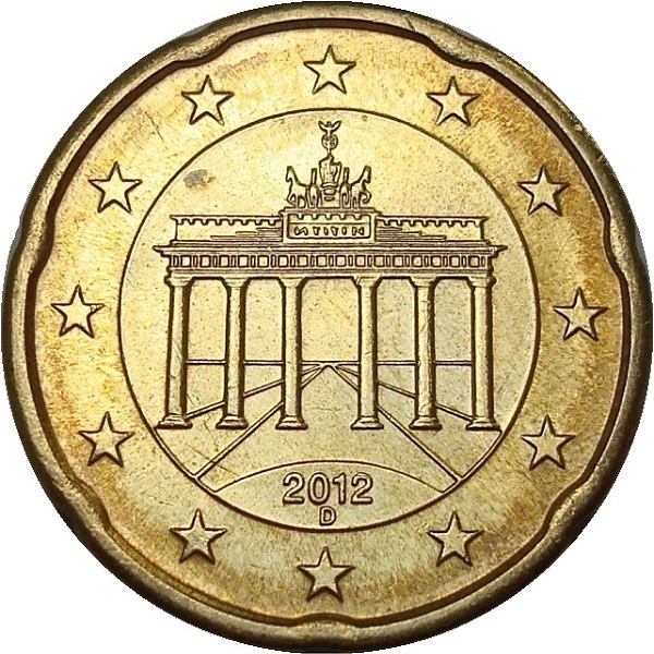 Германия 20 Евро цент (2012) "D" KM#