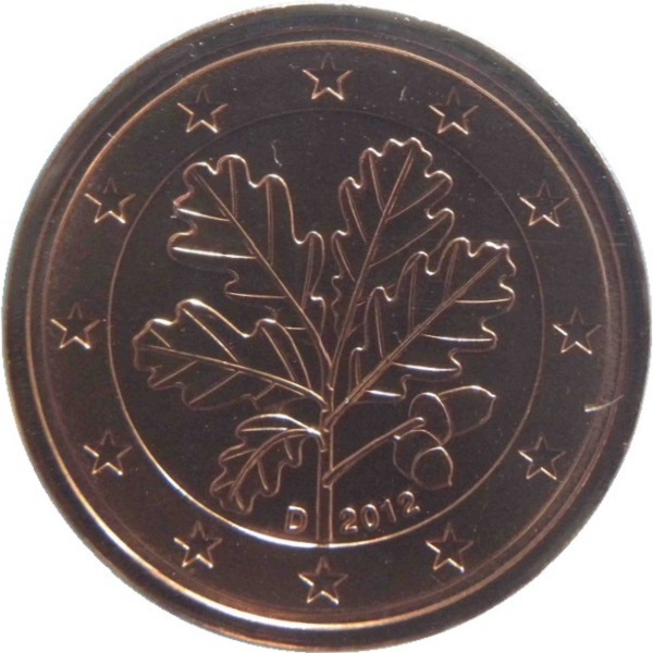 Германия 2 Евро цент (2012) "D" KM#