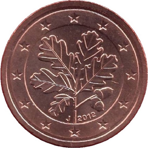 Германия 2 Евро цент (2012) "J" KM#