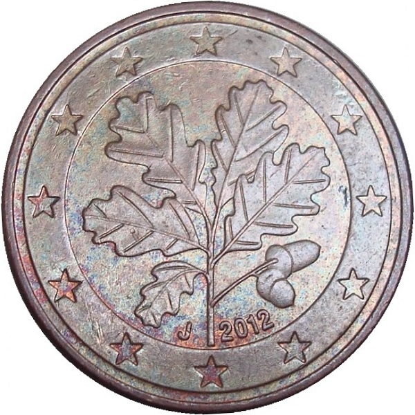 Германия 5 Евро цент (2012) "J" KM#