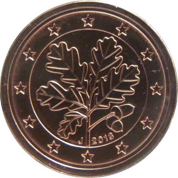 Германия 2 Евро цент (2013) "J" KM#