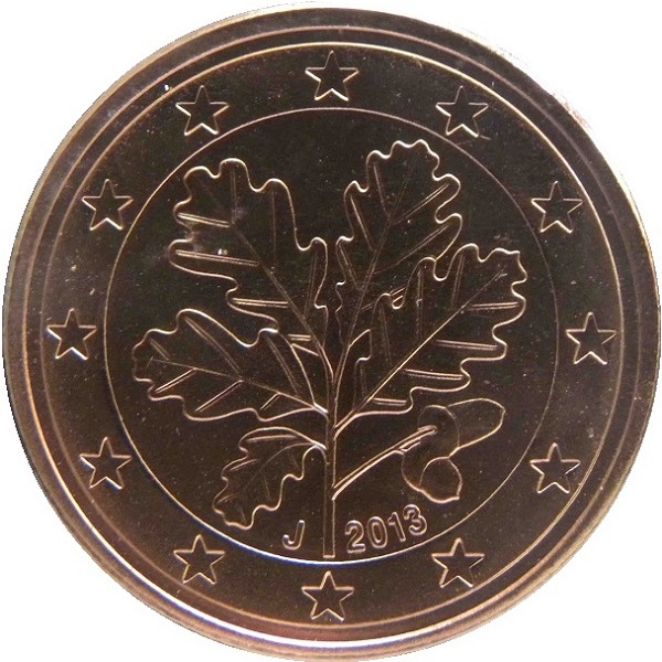 Германия 5 Евро цент (2013) "J" KM#