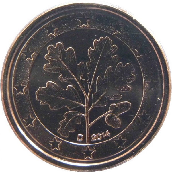 Германия 1 Евро цент (2014) "D" KM#