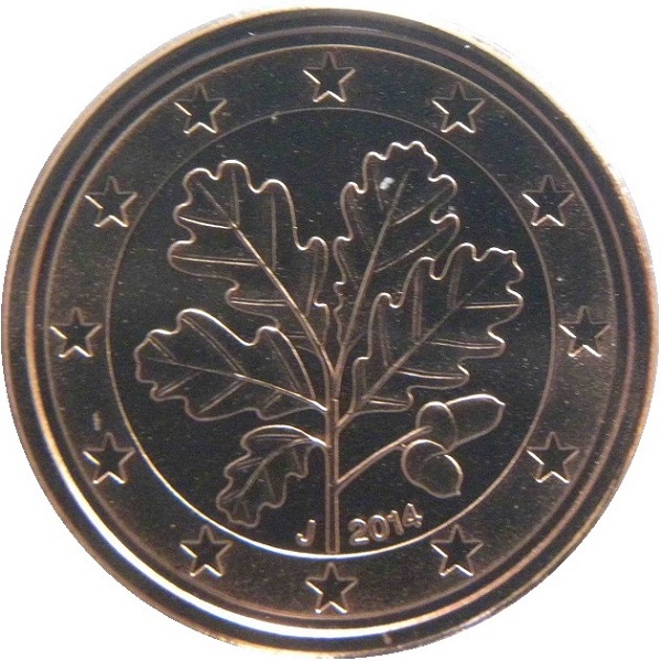 Германия 1 Евро цент (2014) "J" KM#