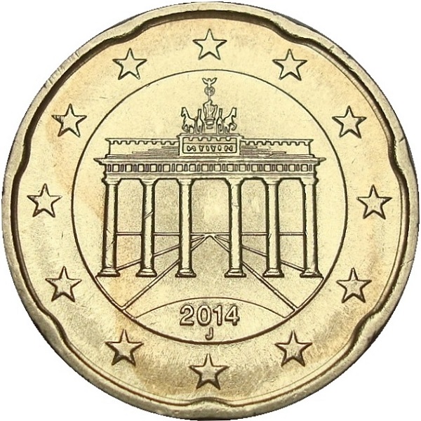 Германия 20 Евро цент (2014) "J" KM#