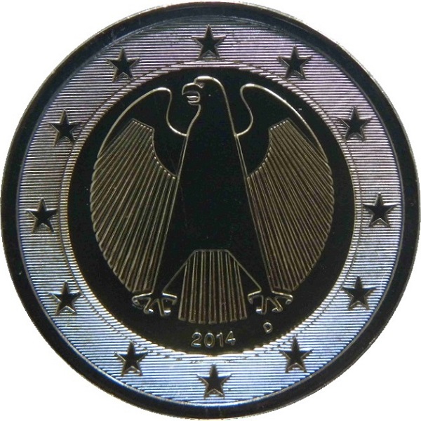 Германия 2 Евро (2014) "D" KM#