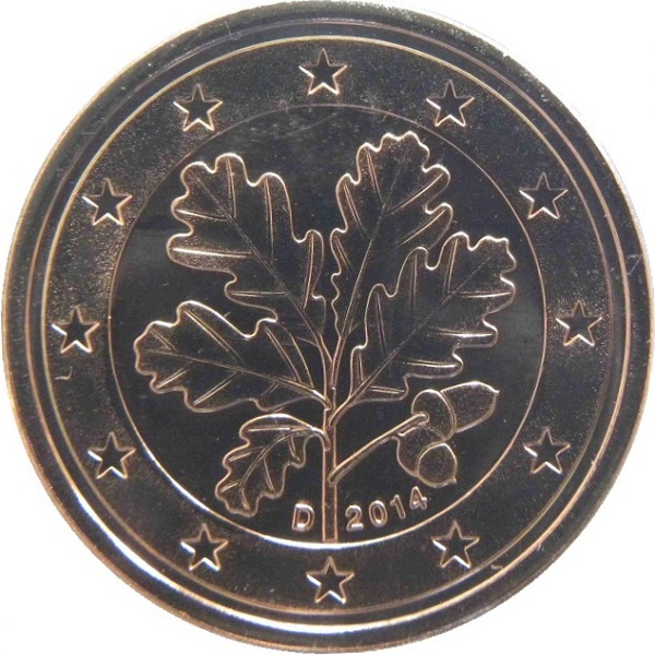 Германия 2 Евро цент (2014) "D" KM#