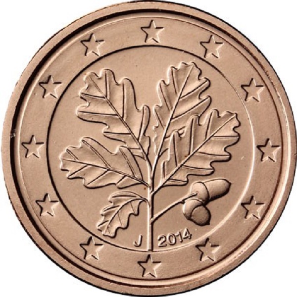 Германия 2 Евро цент (2014) "J" KM#