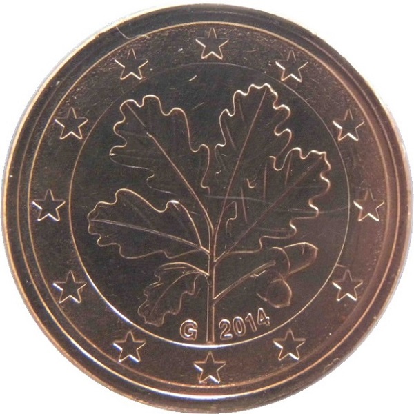 Германия 5 Евро цент (2014) "G" KM#