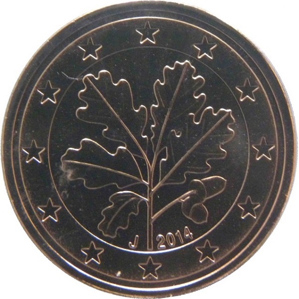 Германия 5 Евро цент (2014) "J" KM#