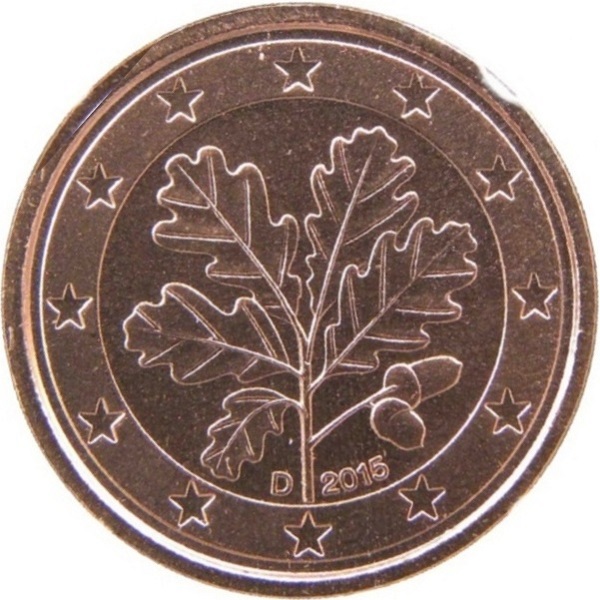Германия 1 Евро цент (2015) "D" KM#