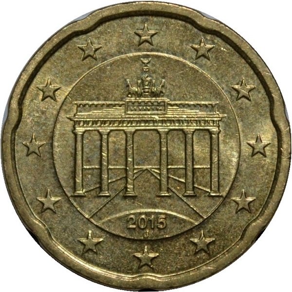 Германия 20 Евро цент (2015) "J" KM#
