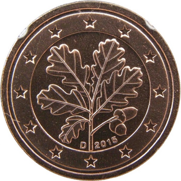 Германия 2 Евро цент (2015) "D" KM#