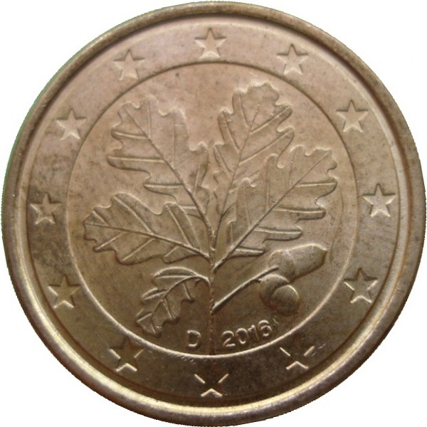 Германия 1 Евро цент (2016) "D" KM#