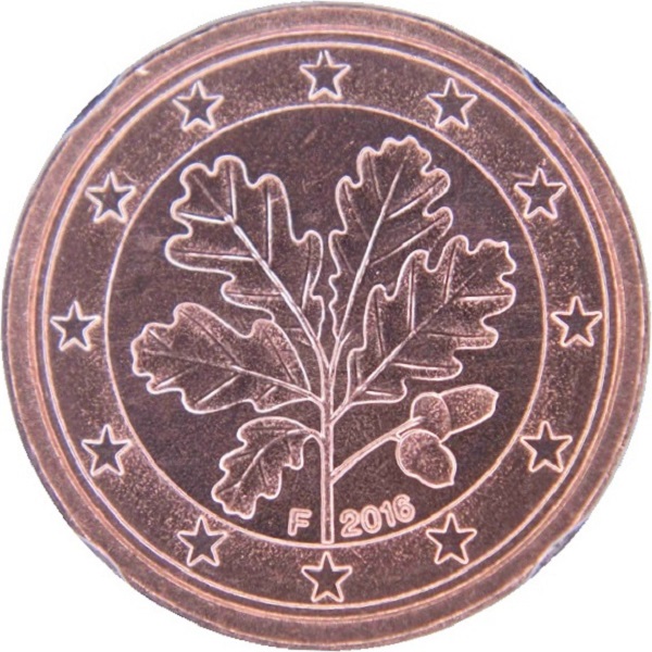 Германия 1 Евро цент (2016) "F" KM#