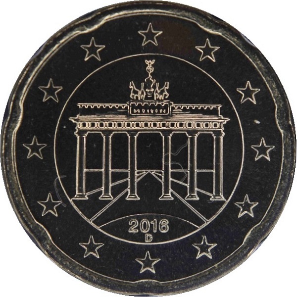 Германия 20 Евро цент (2016) "D" KM#