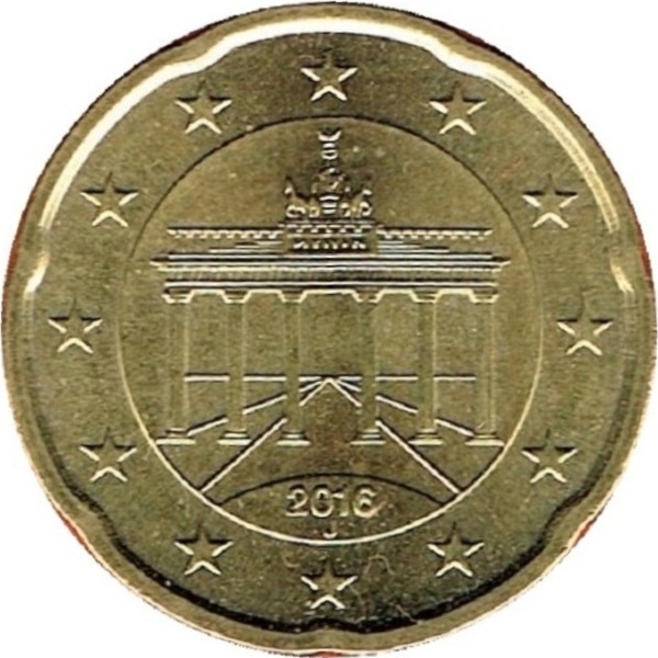 Германия 20 Евро цент (2016) "J" KM#