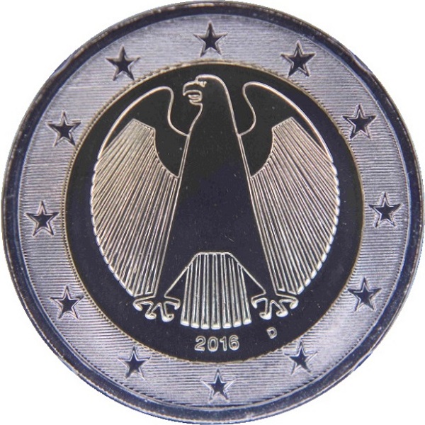 Германия 2 Евро (2016) "D" KM#