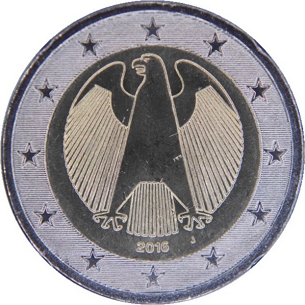 Германия 2 Евро (2016) "J" KM#