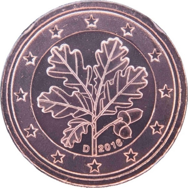 Германия 2 Евро цент (2016) "D" KM#