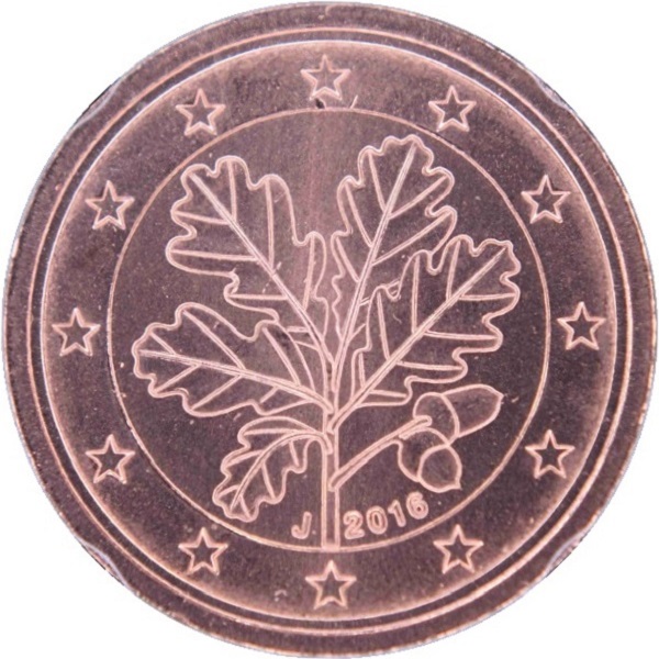 Германия 2 Евро цент (2016) "J" KM#