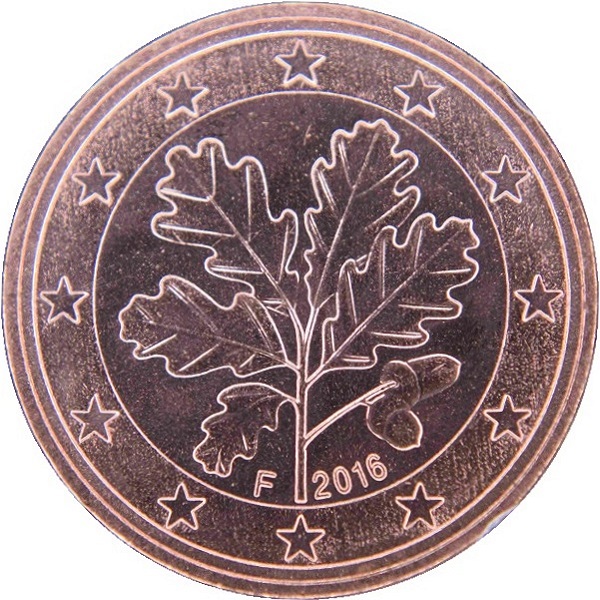 Германия 5 Евро цент (2016) "F" KM#
