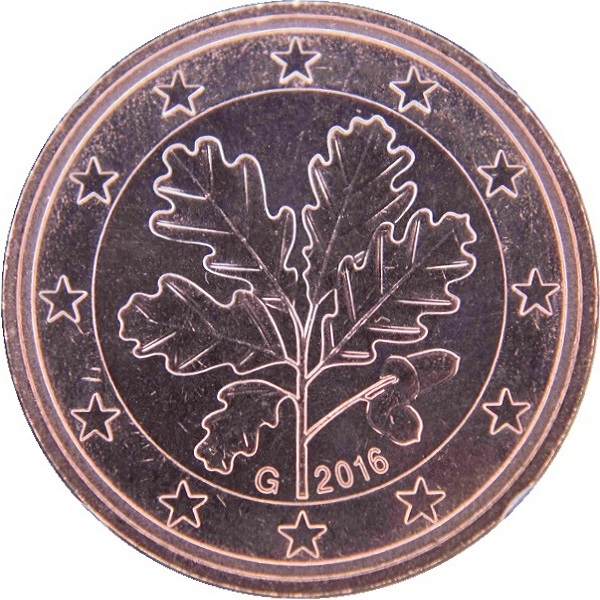Германия 5 Евро цент (2016) "G" KM#