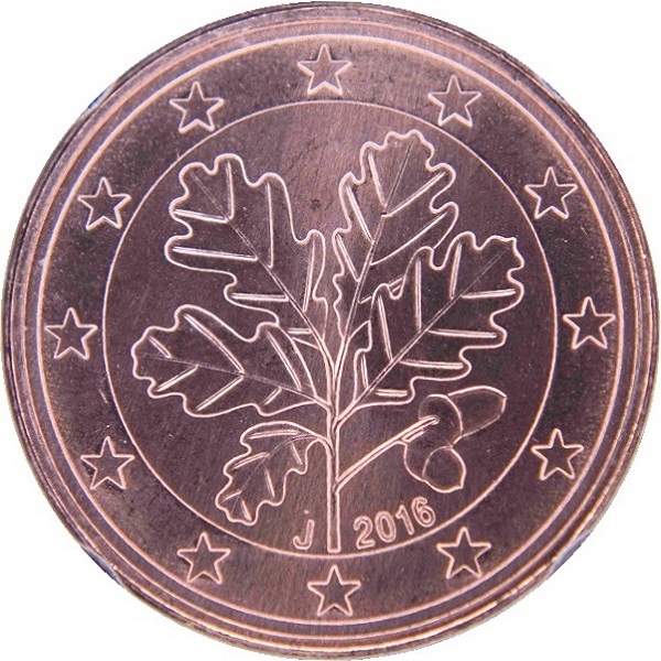 Германия 5 Евро цент (2016) "J" KM#