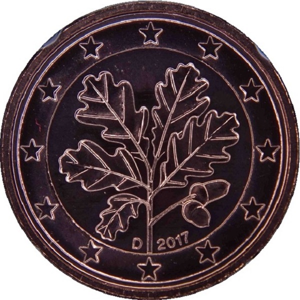 Германия 1 Евро цент (2017) "D" KM#