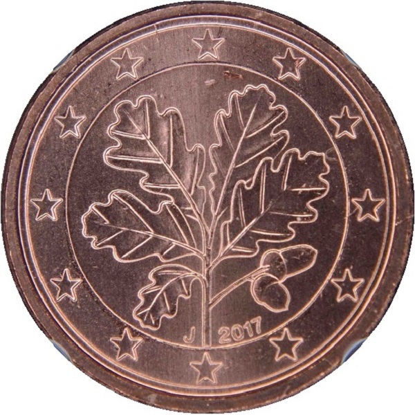 Germany 1 Euro cent (2017) "J" KM#