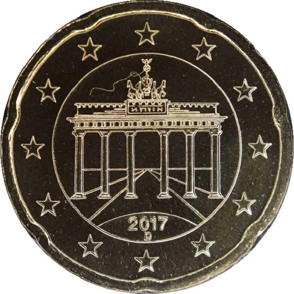 Германия 20 Евро цент (2017) "D" KM#