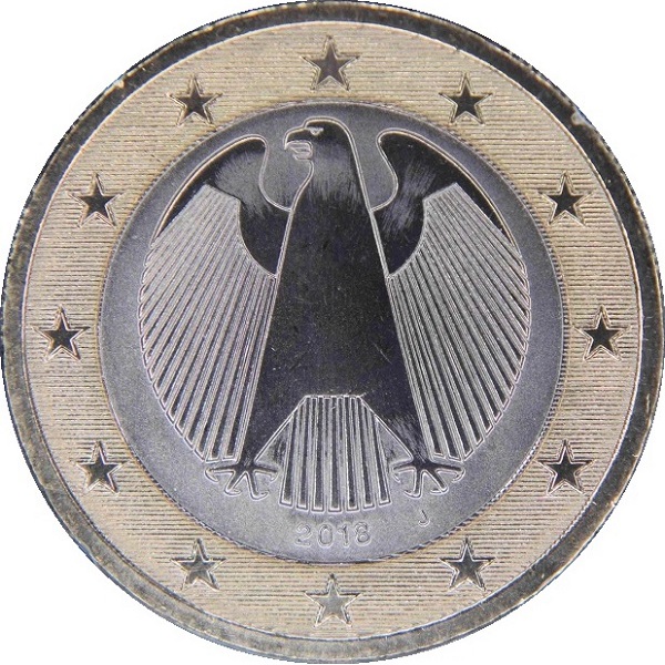 Германия 1 Евро (2018) "J" KM#