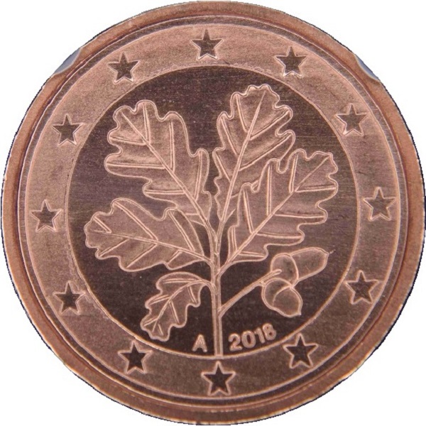 Германия 1 Евро цент (2018) "A" KM#
