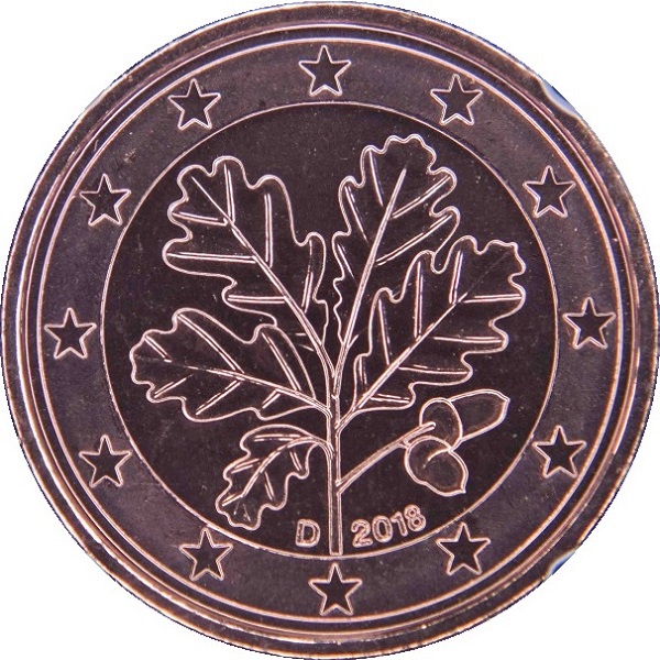 Германия 1 Евро цент (2018) "D" KM#