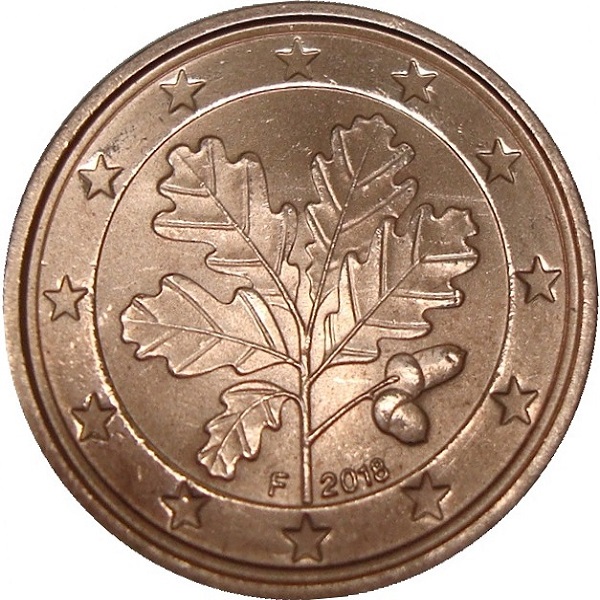 Германия 1 Евро цент (2018) "F" KM#