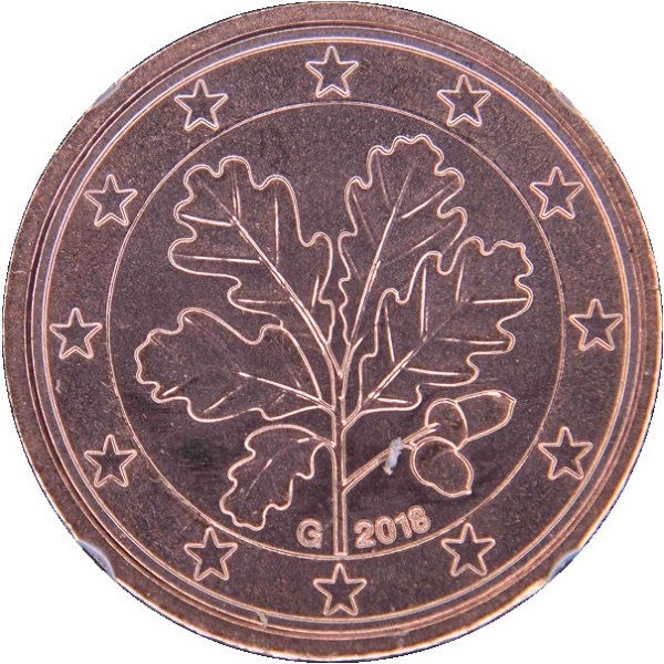 Германия 1 Евро цент (2018) "G" KM#