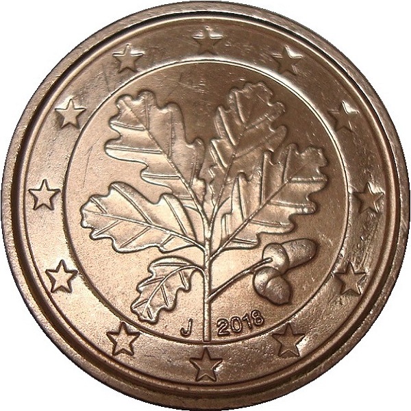 Germany 1 Euro cent (2018) "J" KM#