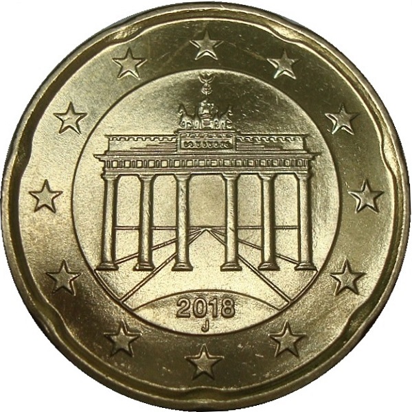 Германия 20 Евро цент (2018) "J" KM#