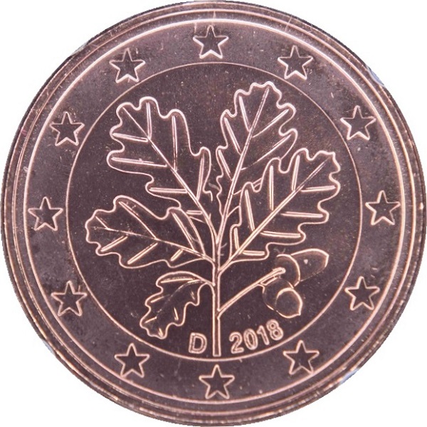 Германия 5 Евро цент (2018) "D" KM#