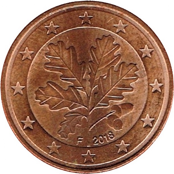 Германия 5 Евро цент (2018) "F" KM#