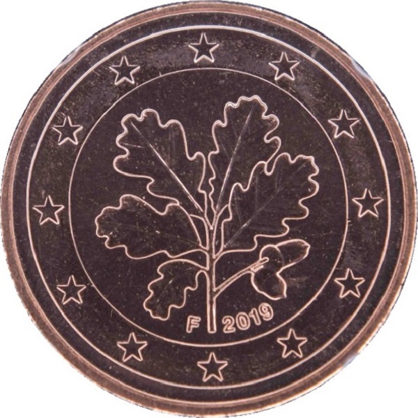 Германия 1 Евро цент (2019) "F" KM#