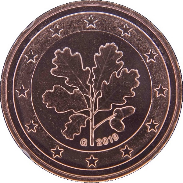 Германия 1 Евро цент (2019) "G" KM#
