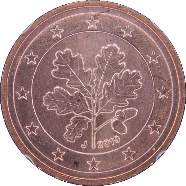 Германия 1 Евро цент (2019) "J" KM#