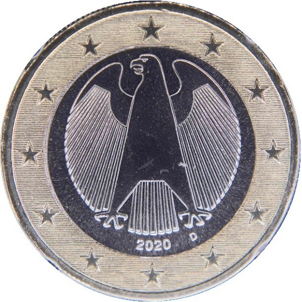 Германия 1 Евро (2020) "D" KM#