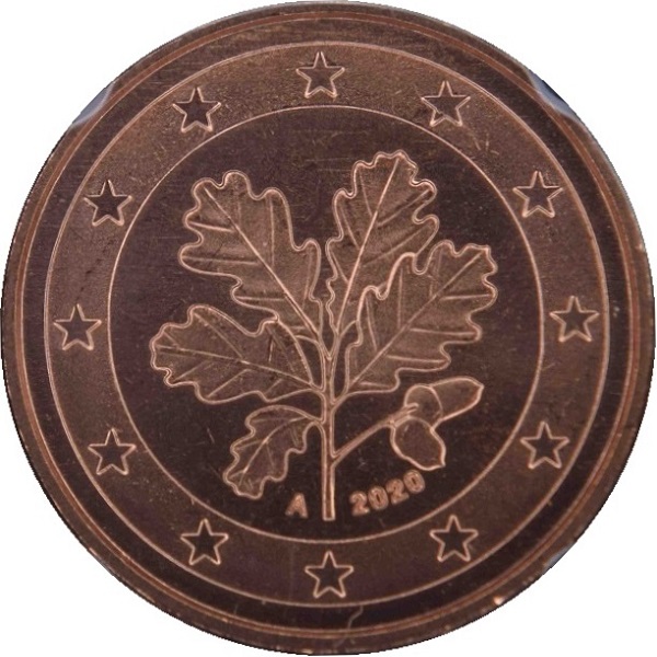 Германия 1 Евро цент (2020) "A" KM#