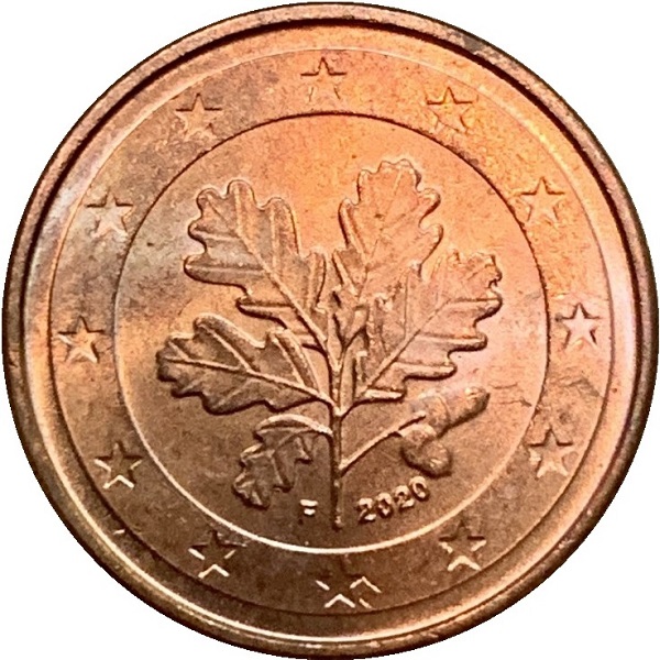 Германия 1 Евро цент (2020) "F" KM#