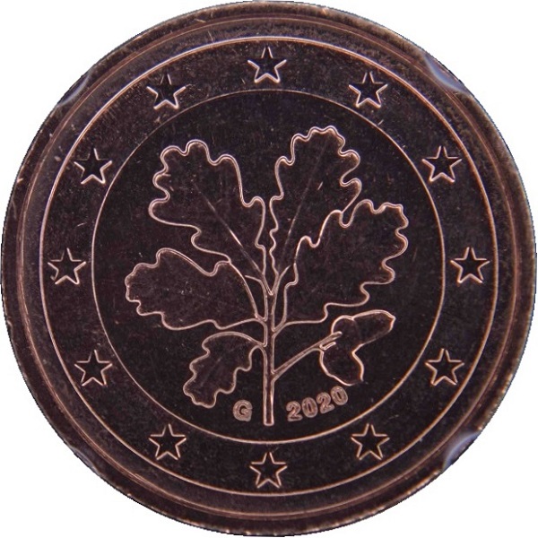 Германия 1 Евро цент (2020) "G" KM#