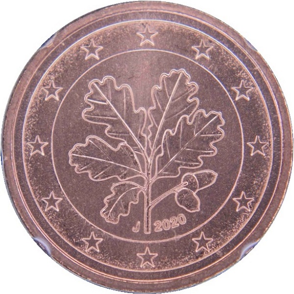 Германия 2 Евро цент (2020) "J" KM#