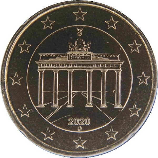 Германия 50 Евро цент (2020) "D" KM#